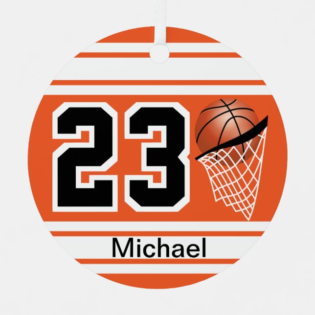 Basketball Jersey Style | DIY Text | Orange Metal Tree Decoration (Front)