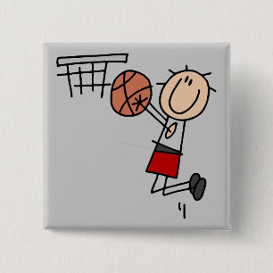 Basketball Jump Shot Red Tshirts and Gifts 15 Cm Square Badge