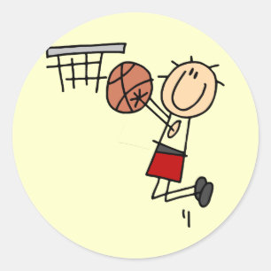 Basketball Jump Shot Red Tshirts and Gifts Classic Round Sticker