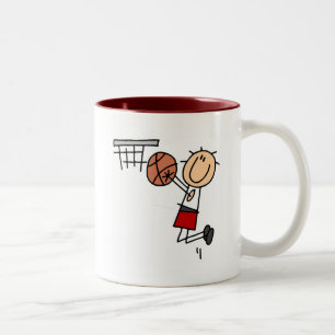 Basketball Jump Shot Red Tshirts and Gifts Two-Tone Coffee Mug