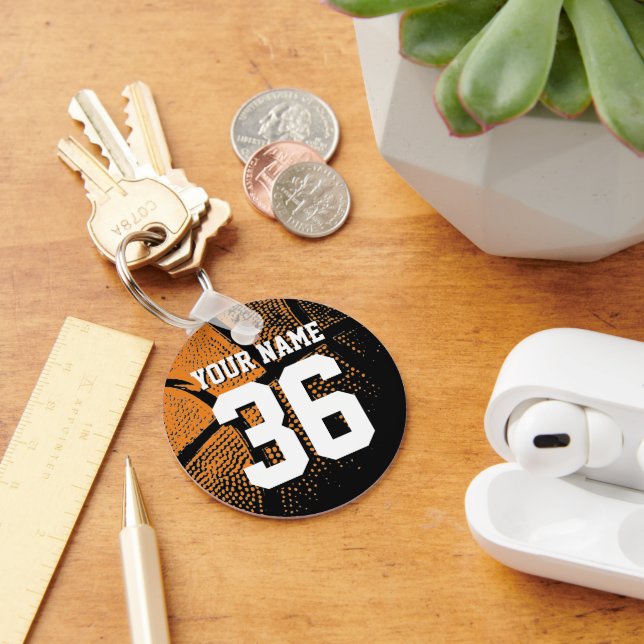 Basketball keychain with your own jersey number (Desk)