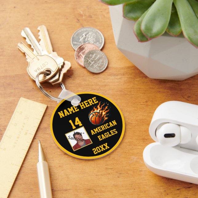Basketball Keychains with Flame Photo B@G (Desk)