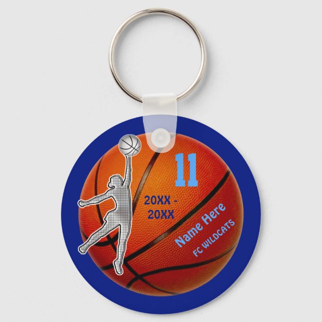 Basketball Keychains Your YEAR, NUMBER, NAME, TEAM (Front)