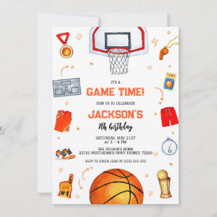 Basketball Kids Boy Birthday Party Invitation