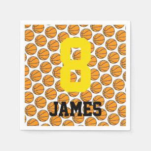 Basketball Kids Custom Name Number Sports Napkin
