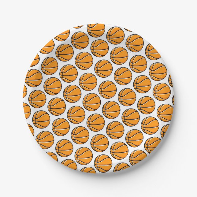 Basketball Kids Sports Party Team Coach Napkins Paper Plate (Front)