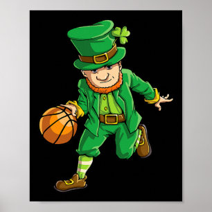 Basketball Leprechaun St Patricks Day Boys Kids Me Poster