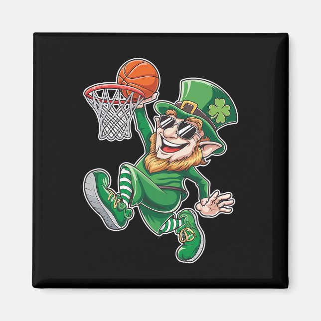 Basketball Leprechaun St. Patrick's Day Funny Play Magnet (Front)
