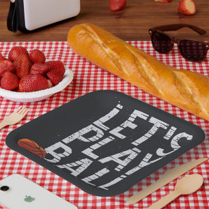 Basketball Lets Play Ball Born to Win Sports Paper Plate
