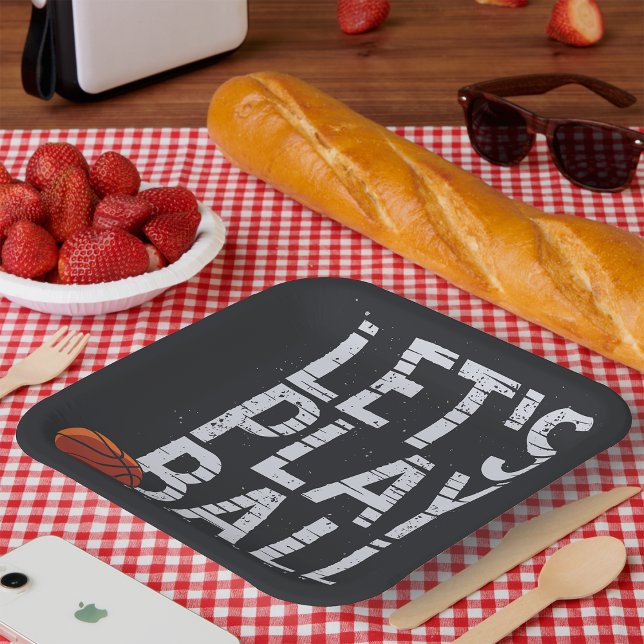 Basketball Lets Play Ball Born to Win Sports Paper Plate (Creator Uploaded)