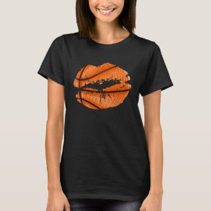 Basketball Lips Trendy Kiss Mouth Women Basketball T-Shirt