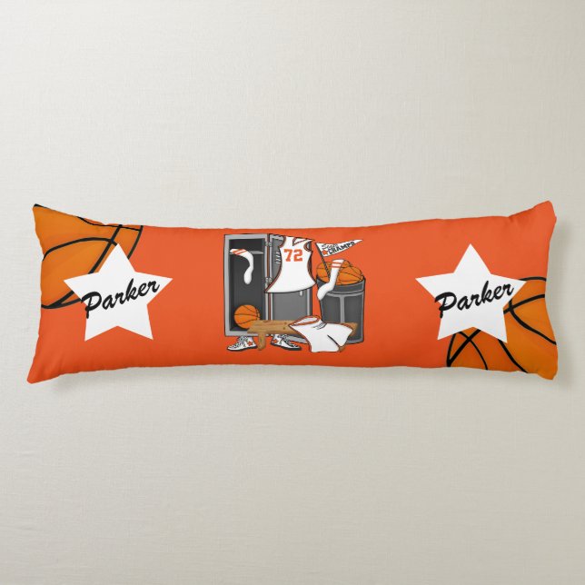 Basketball Locker Room Custom Player Name Number Body Cushion (Front)