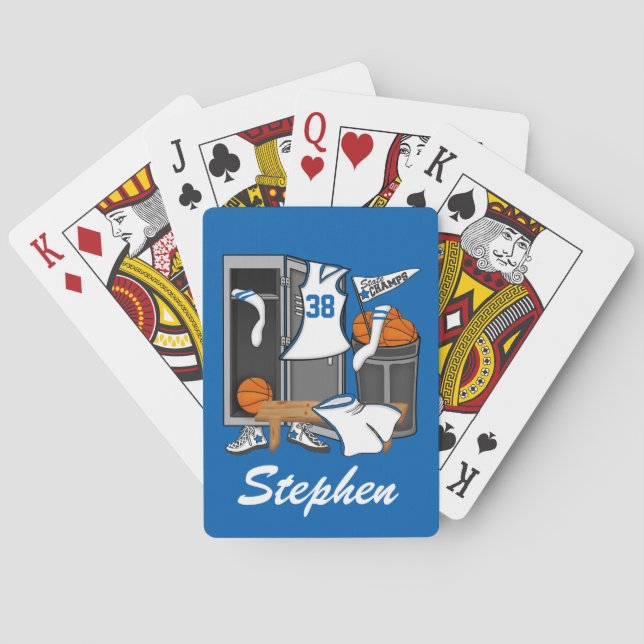 Basketball Locker Room Custom Player Name Number Playing Cards (Back)