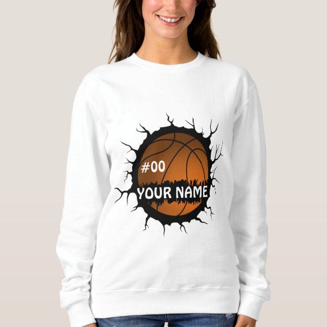 Basketball Logo, Basketball Custom Name Sweatshirt (Front)