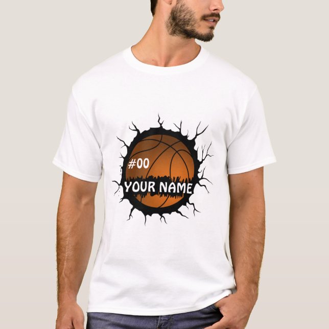 Basketball Logo, Basketball Custom Name T-Shirt (Front)