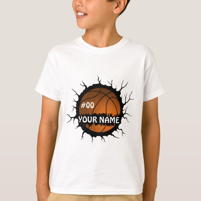 Basketball Logo, Basketball Custom Name T-Shirt (Front)