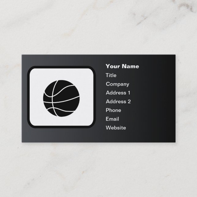 Basketball Logo Customisable Black Business Card (Front)