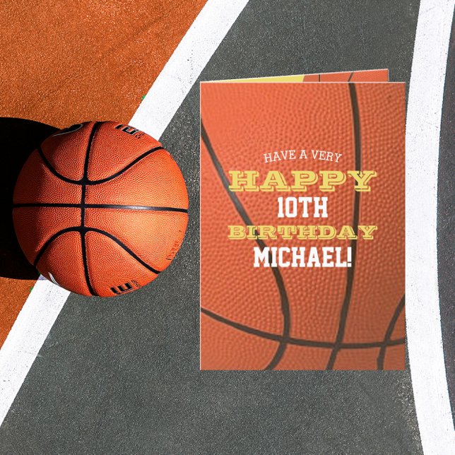 Basketball Look Add Your Name and Year Birthday Card (Creator Uploaded)