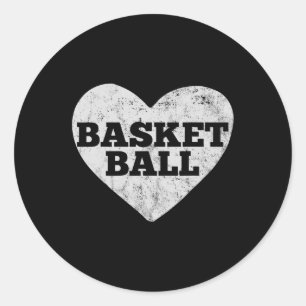 Basketball Love Valentines Day Classic Round Sticker