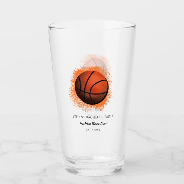 Basketball Lover Bachelor / Birthday Party Sports Glass (Front)