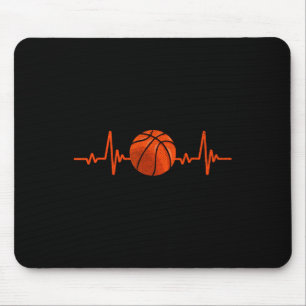Basketball Lover Heartbeat Vintage Retro Basketbal Mouse Pad