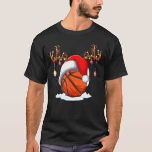 Basketball Lover Reindeer Santa Hat Basketball Chr T-Shirt