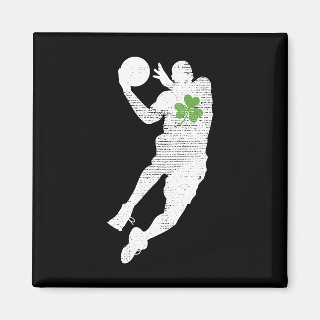 Basketball Lovers Green Shamrock Leaf St Patricks  Magnet (Front)