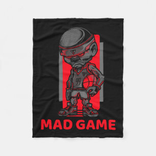 Basketball Mad Game Red And Grey Fleece Blanket