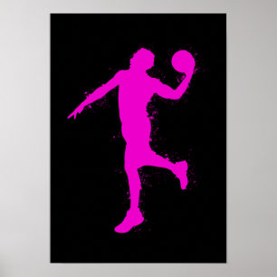 Basketball Magenta Player - Abstract Watercolor Poster