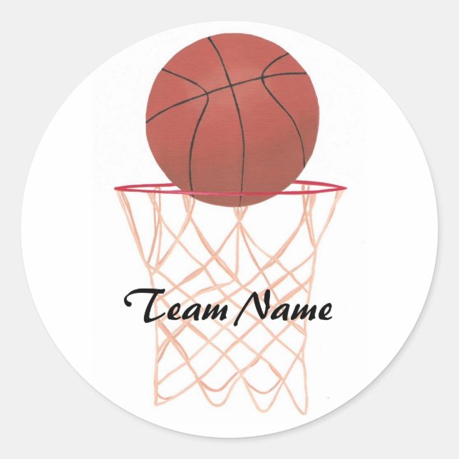 Basketball making the basket, Team Name stickers (Front)
