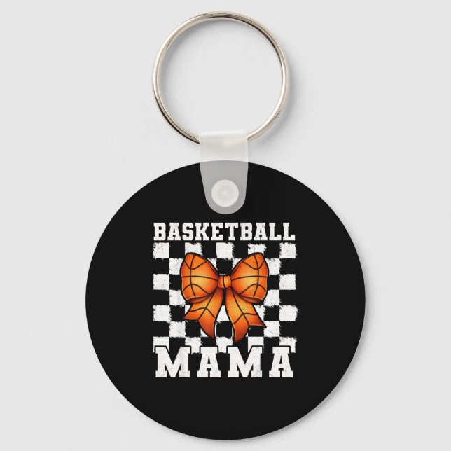 Basketball Mama Coquette Bow Game Day Funny Srts L Key Ring (Front)