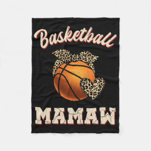 Basketball Mamaw Bandanna Leopard Heart Fans Mothe Fleece Blanket