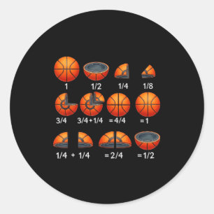 Basketball Math Fraction Back to School Teacher Classic Round Sticker