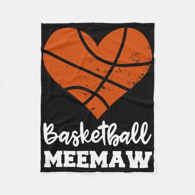 Basketball Meemaw Fun Basketball Heart Grandma Mee Fleece Blanket (Front)
