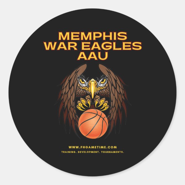 Basketball Memphis War Eagles Aau  Classic Round Sticker (Front)