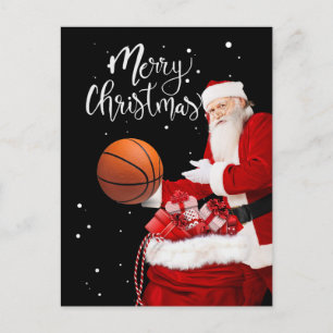 Basketball Merry Christmas with Santa Claus Postcard
