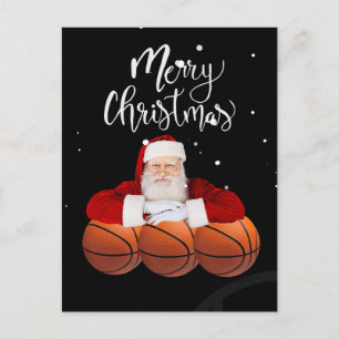 Basketball Merry Christmas with Santa Claus Postcard