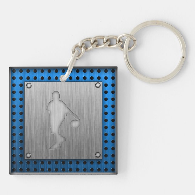 Basketball; metal-look key ring (Back)