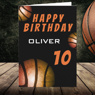 Basketball Metallic Ball Happy Birthday   Card