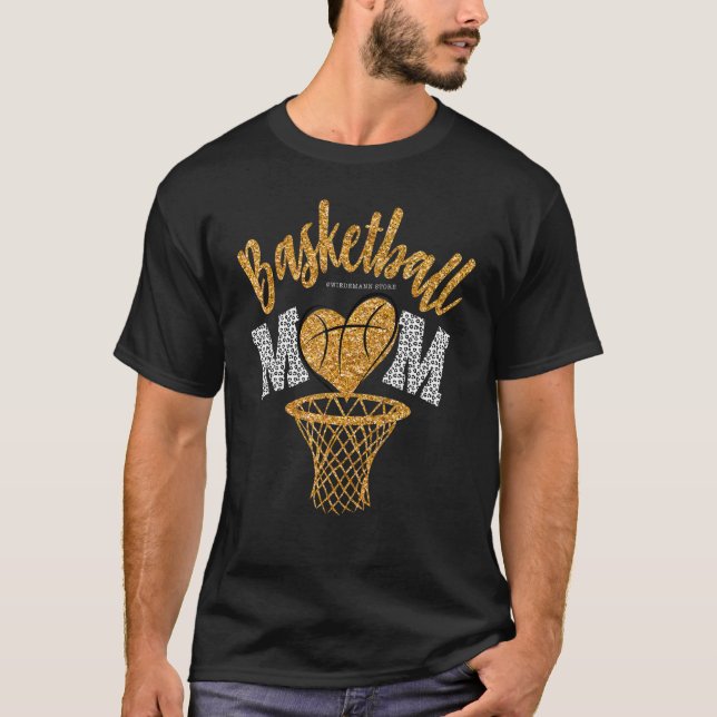 Basketball Mom Leopard Basketball Senior Mom 2023  T-Shirt (Front)