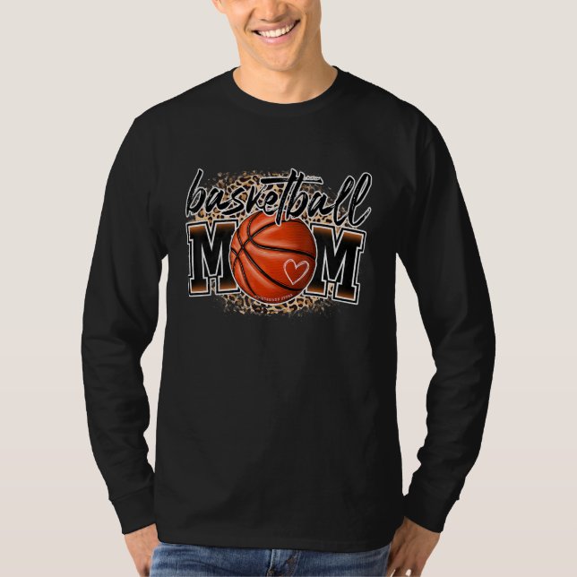 Basketball Mom Leopard Basketball Senior Mom 2023  T-Shirt (Front)