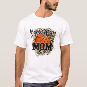 Basketball Mom Leopard Funny Sports Players Mother T-Shirt