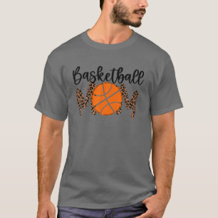 Basketball Mom Leopard Funny Sports Players Mother T-Shirt