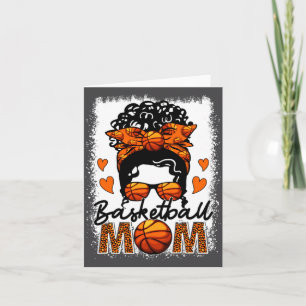 Basketball Mom Leopard Messy Bun Game Day Mother S Card