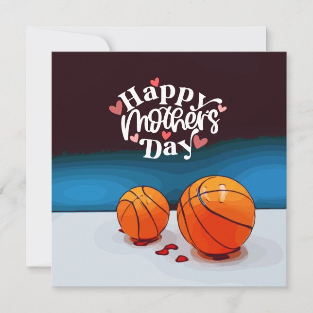 Basketball Mother's Day to mum with love red heart Card (Front)