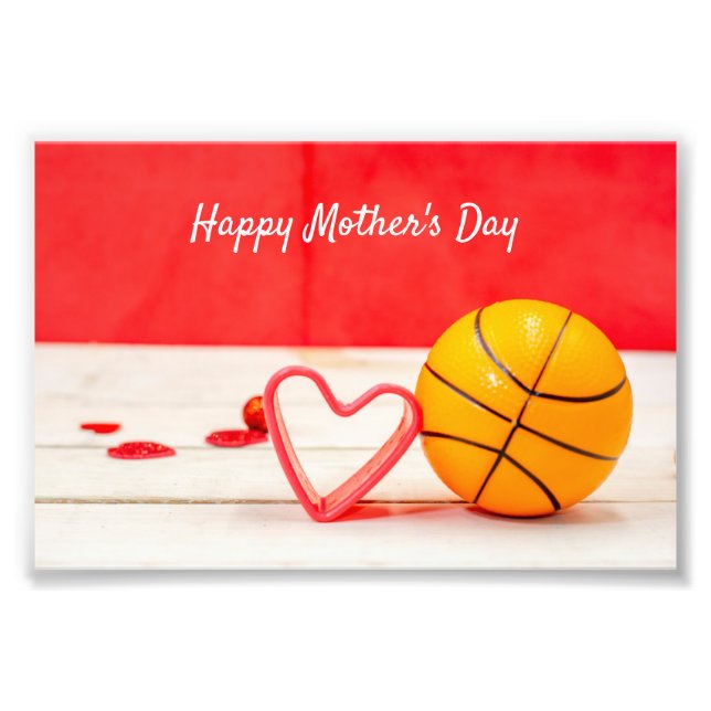 Basketball Mother's Day to mum with love red heart Photo Print (Front)