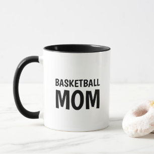 Basketball Mum, black white Two-Tone Coffee Mug