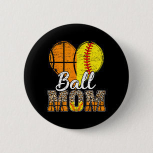 Basketball Mum Heart Softball Mama Leopard Mother' 6 Cm Round Badge
