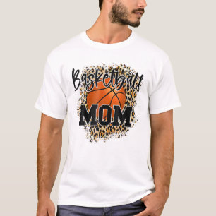 Basketball Mum Leopard Funny Sports Players Mother T-Shirt