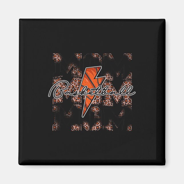 Basketball Mum leopard lightning bolt basketball g Magnet (Front)
